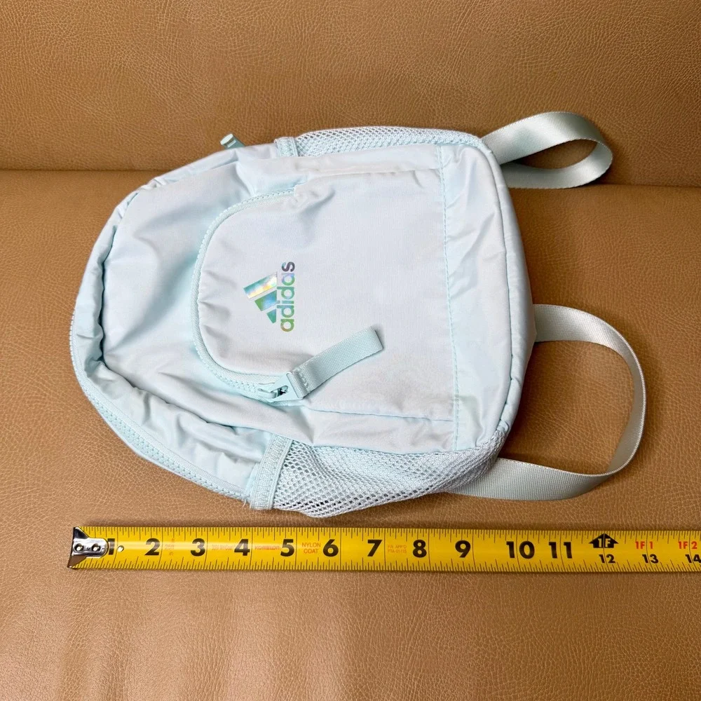 Adidas Mini Backpack Light Blue Iridescent Holographic Logo Small‎ Travel Bag